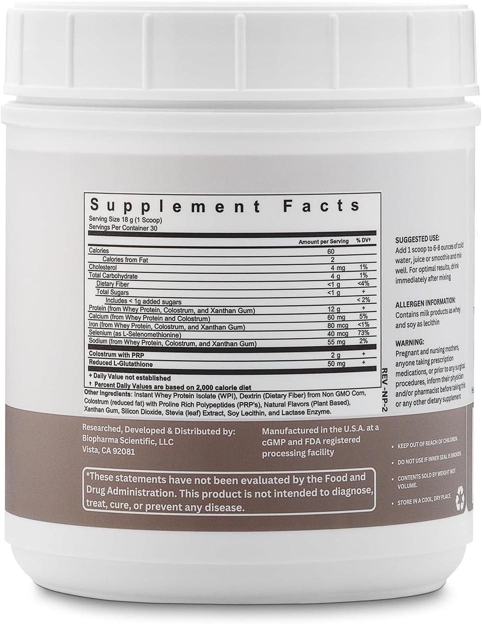 Nanopro Immune Whey Protein Powder: Support Immune System & Recovery, Vanilla Flavor, 30 Servings