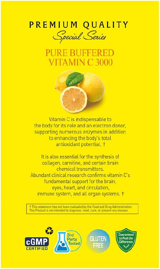 NANOWELL Buffered Vitamin C 3000mg Immune Support Supplement - 180 Sticks (6 Months Supply)