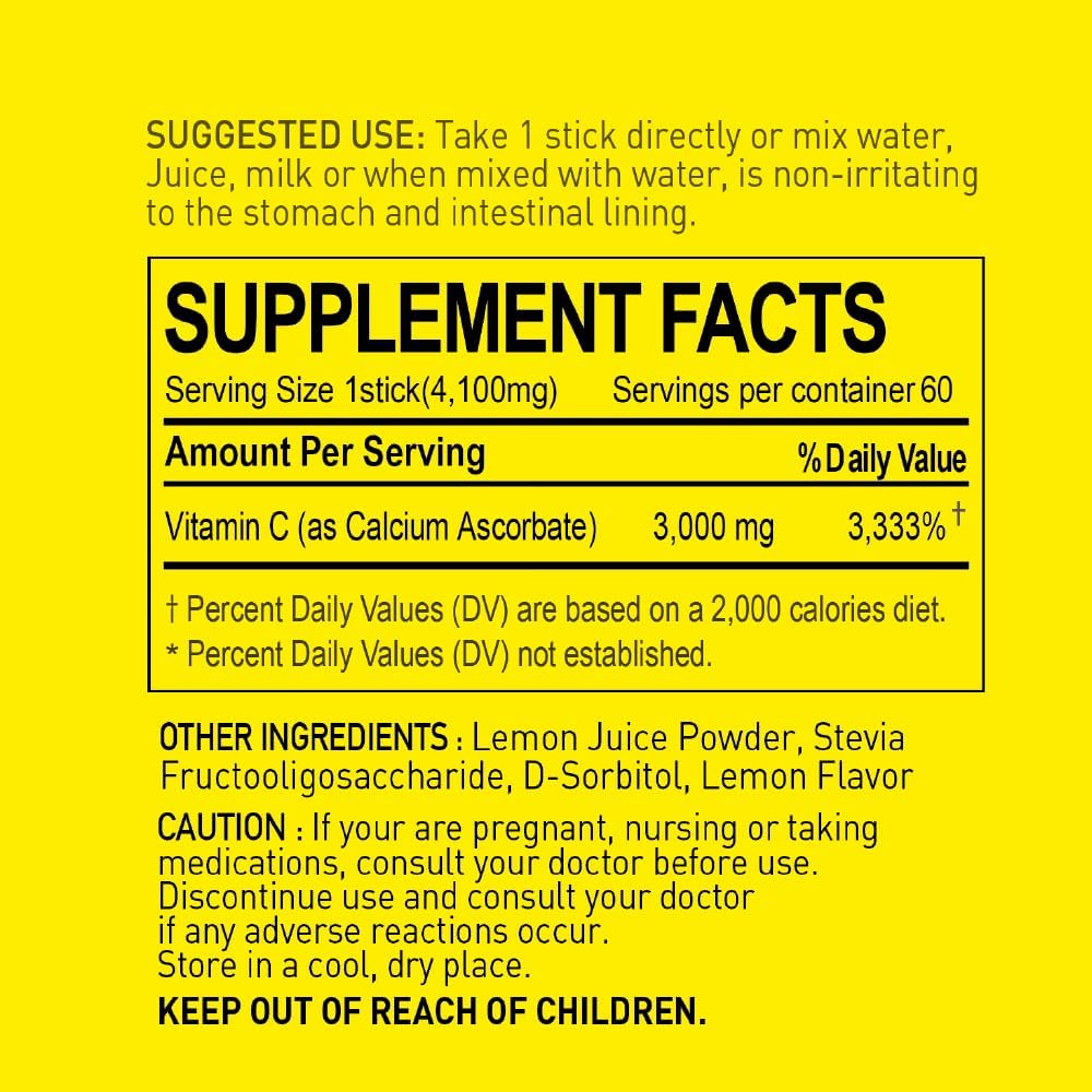 NANOWELL Buffered Vitamin C 3000mg Immune Support Supplement - 180 Sticks (6 Months Supply)