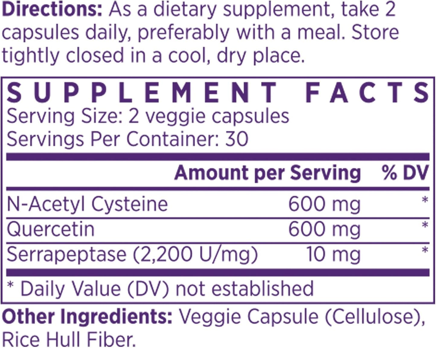 NAOMI NAC 600mg Capsules for Immune & Respiratory Health with Quercetin - Supports Breathing, Sinus Function, Nasal & Eye Comfort