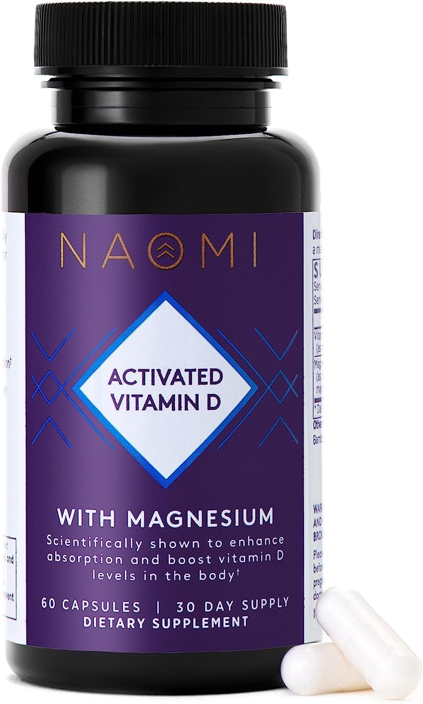 NAOMI Vitamin D3 5000 IU Supplement with Magnesium for Bone, Muscle, Immune & Mood Support - 60 Veggie Caps