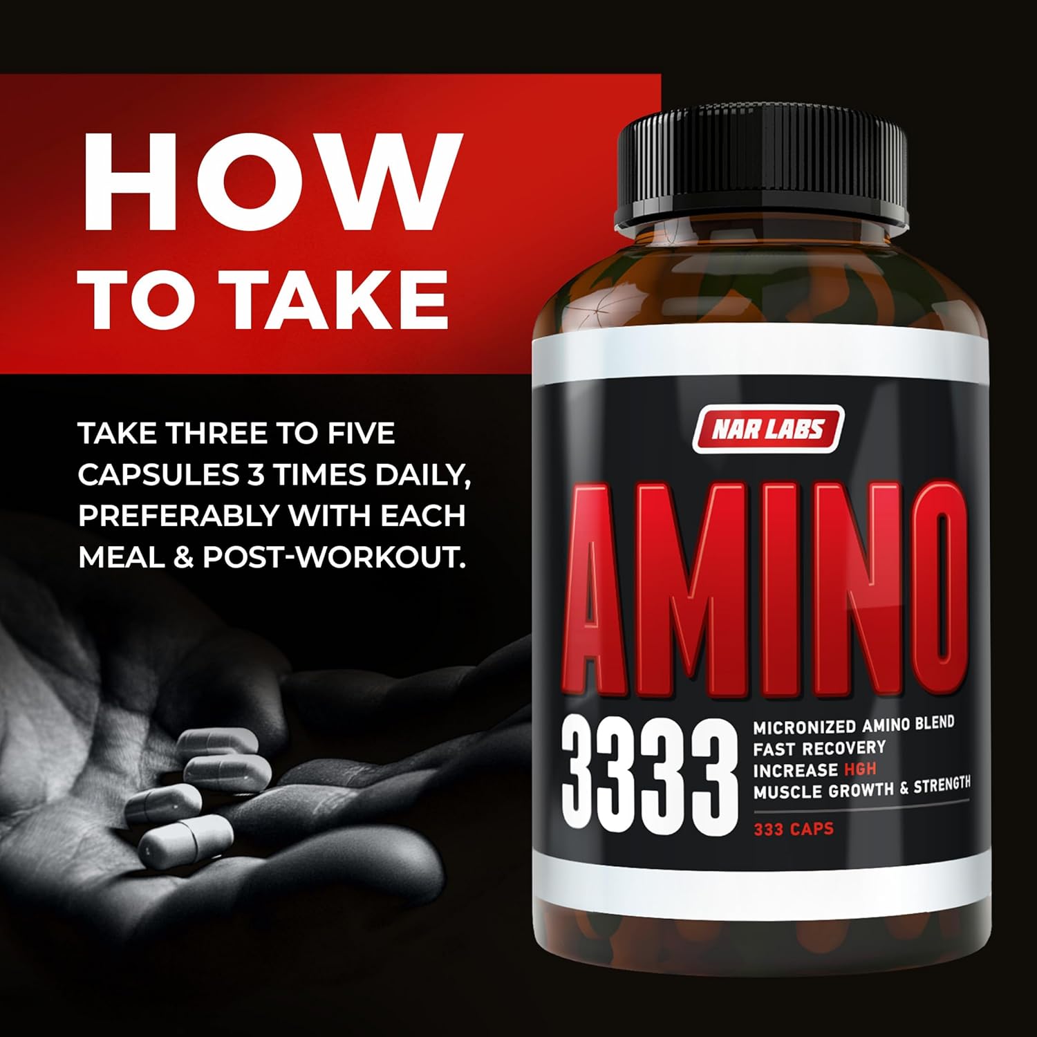 NAR LABS Real Amino Acid Complex - 333 Capsules for Muscle Recovery and Growth