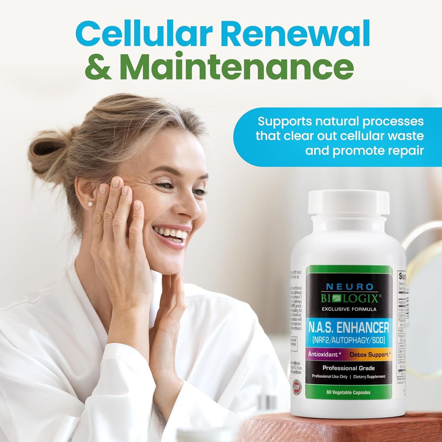 N.A.S Enhancer Autophagy Supplements - Antioxidants & Detox Support with Glutathione - 60 Capsules