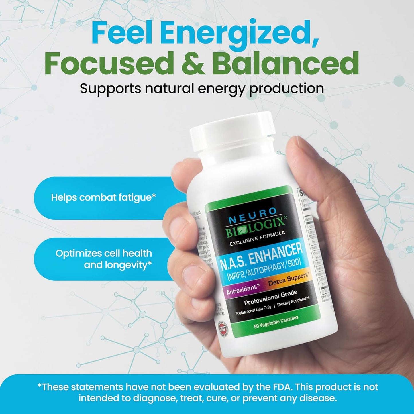 N.A.S Enhancer Autophagy Supplements - Antioxidants & Detox Support with Glutathione - 60 Capsules