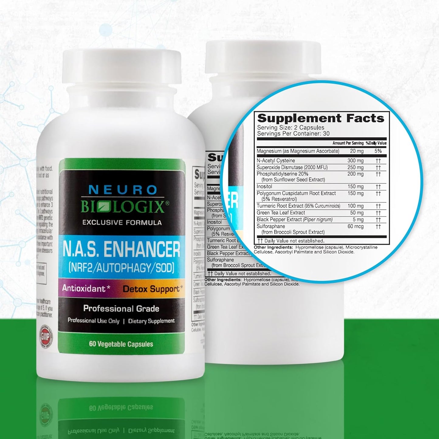 N.A.S Enhancer Autophagy Supplements - Antioxidants & Detox Support with Glutathione - 60 Capsules