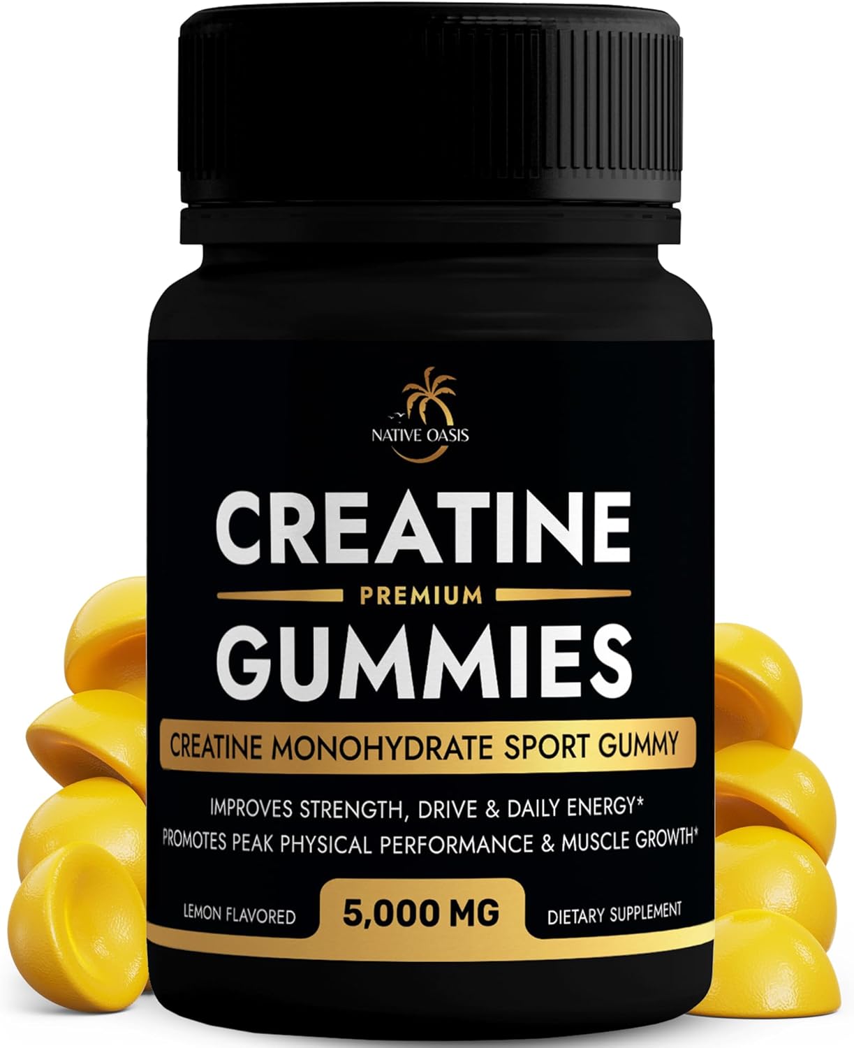 NATIVE OASIS 5000 MG Gummy Creatine Supplement for Strength & Energy | Men & Women | Allergen Free, Gluten Free, Non-GMO & Vegan | 60 Count