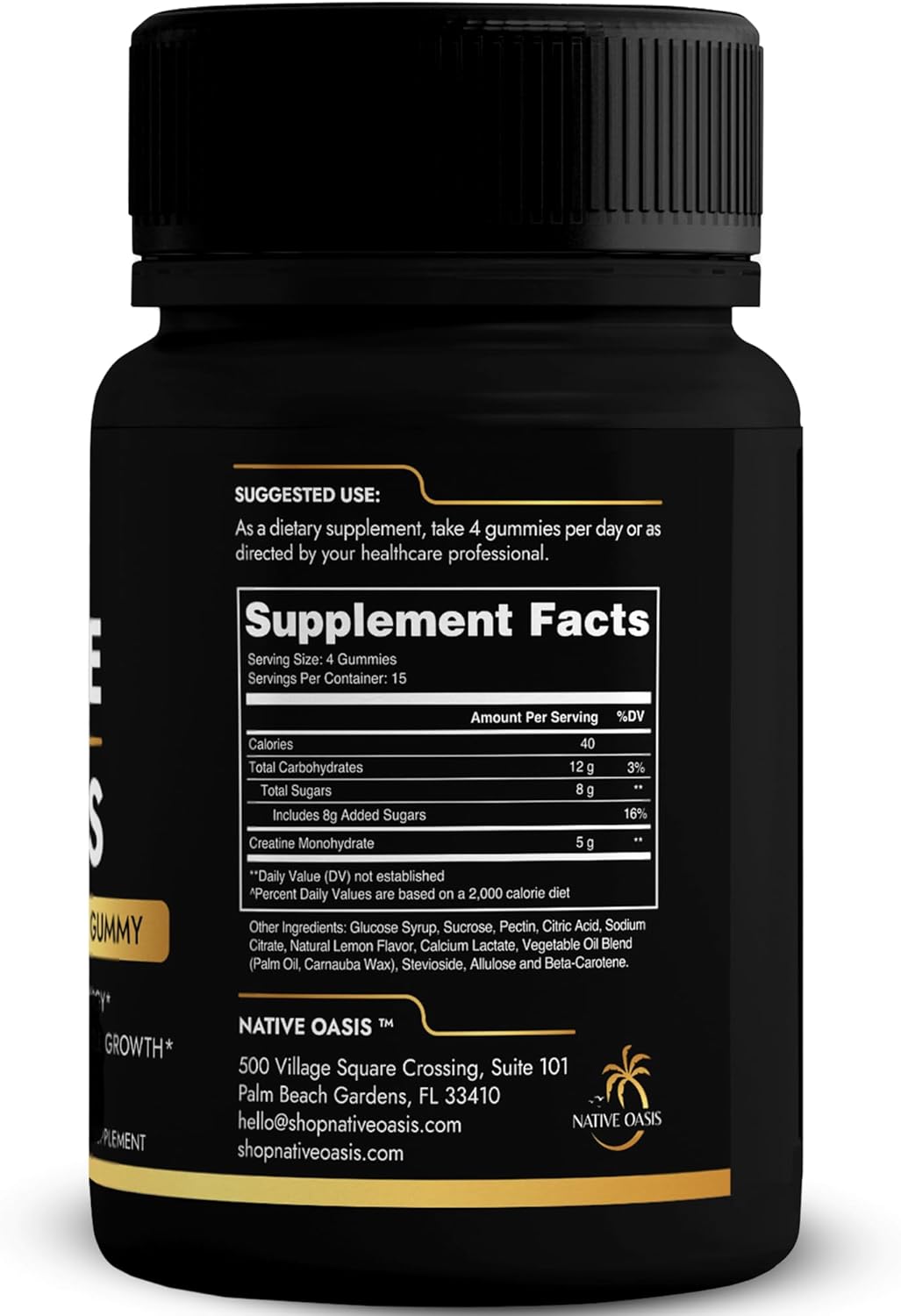 NATIVE OASIS 5000 MG Gummy Creatine Supplement for Strength & Energy | Men & Women | Allergen Free, Gluten Free, Non-GMO & Vegan | 60 Count