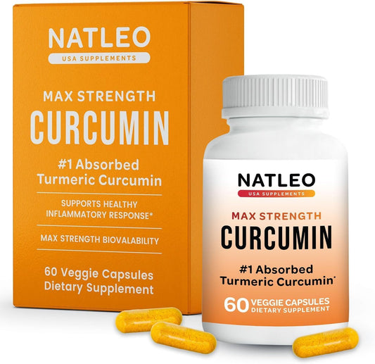 Natleo USA Theracurmin Turmeric Curcumin Supplement - High Absorption, Enhanced Joint Support - 60 Capsules