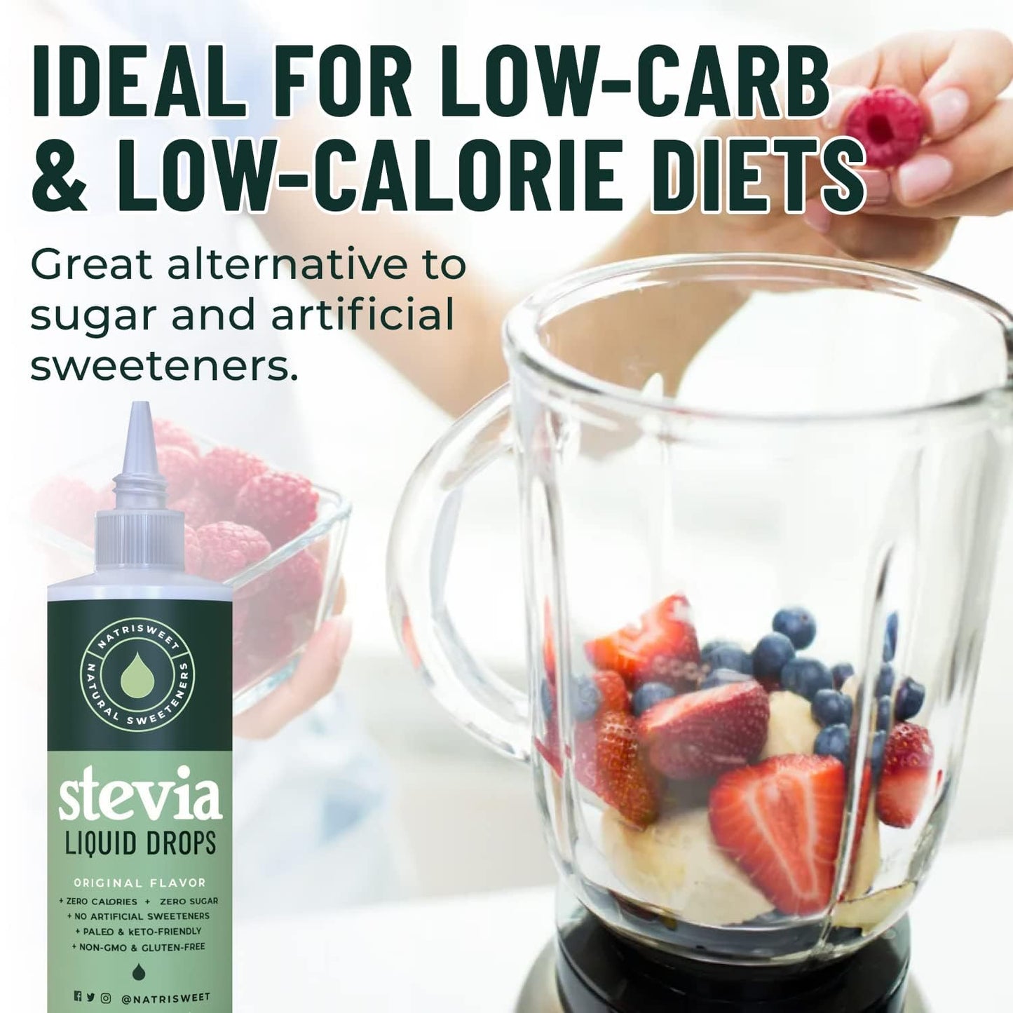 Natrisweet Stevia Liquid Drops - 8 fl oz Bottle, 1823 Servings, Pure Concentrated Zero Calorie & Carb-Free Sweetener for Keto & Paleo Diets