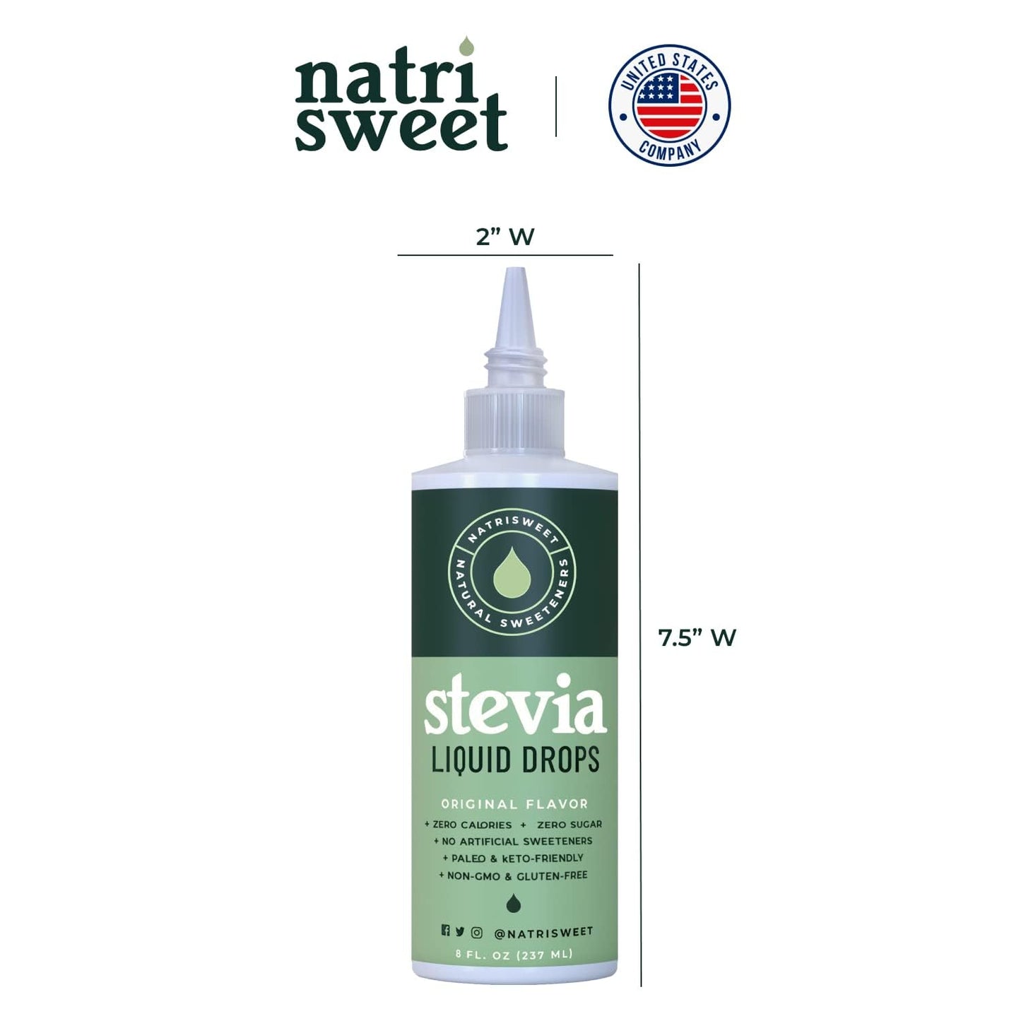 Natrisweet Stevia Liquid Drops - 8 fl oz Bottle, 1823 Servings, Pure Concentrated Zero Calorie & Carb-Free Sweetener for Keto & Paleo Diets