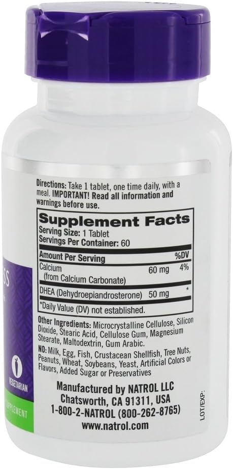 Natrol 50 mg DHEA Tablets - 60 Count Bottle