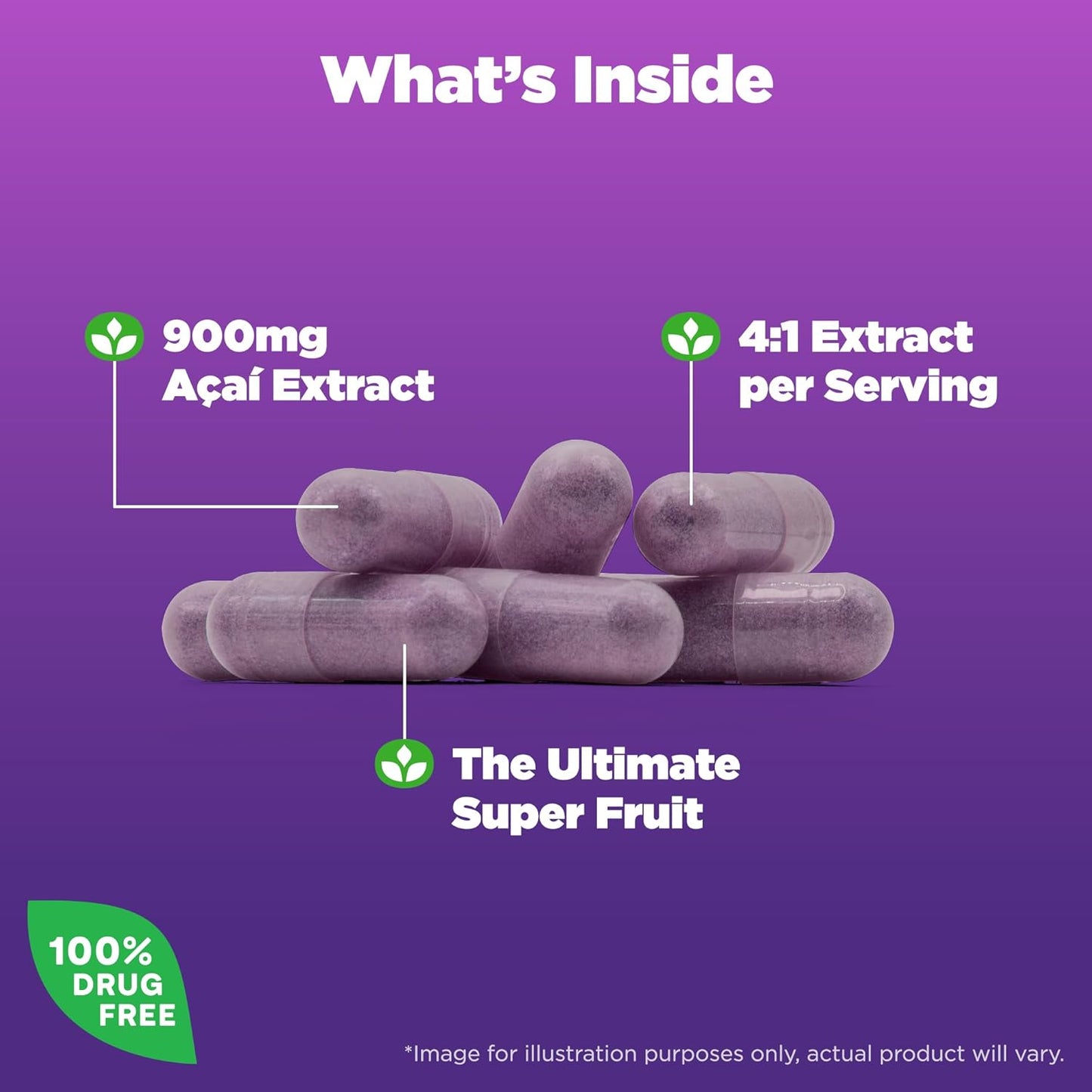 Natrol Acai Berry 900mg Veggie Capsules, 75 Count - Antioxidant Defense Supplement, Ultimate Super Fruit - Pack of 12