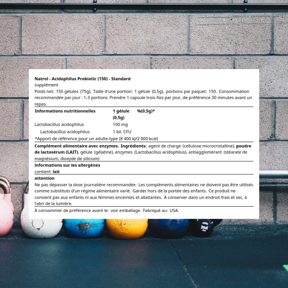 Natrol Acidophilus 100mg Capsules, 150 Count, Unflavored, Purple, 3-Pack