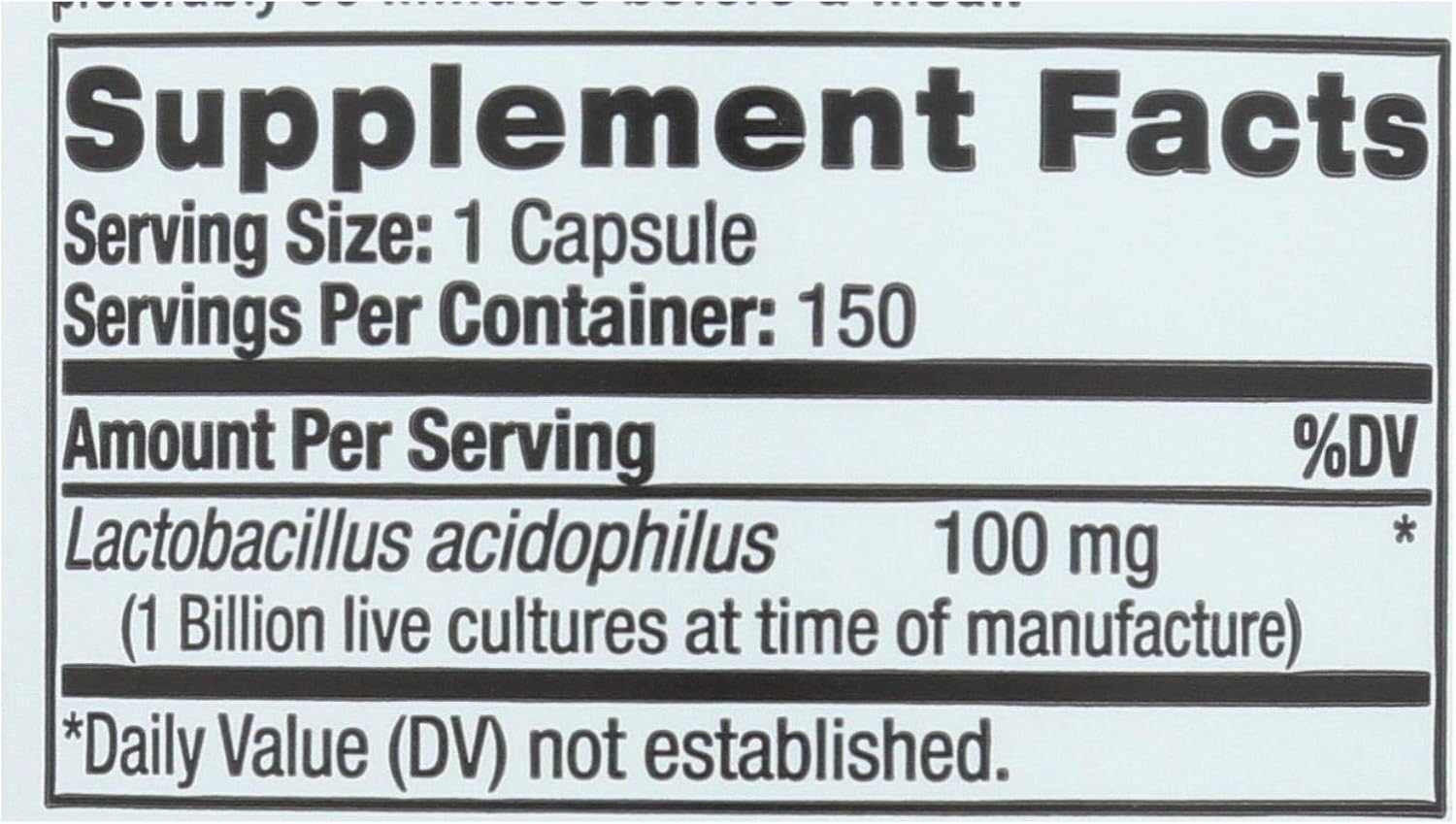 Natrol Acidophilus Probiotic Capsules - 100 mg - 150 Count Bottle