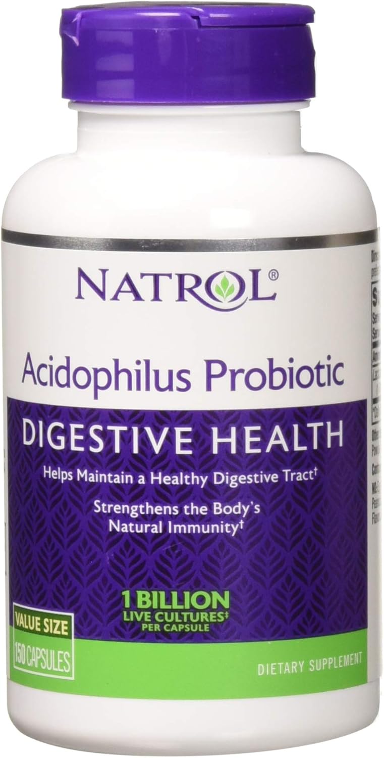 Natrol Acidophilus Probiotic Capsules - 100 mg - Pack of 12, 150 Count