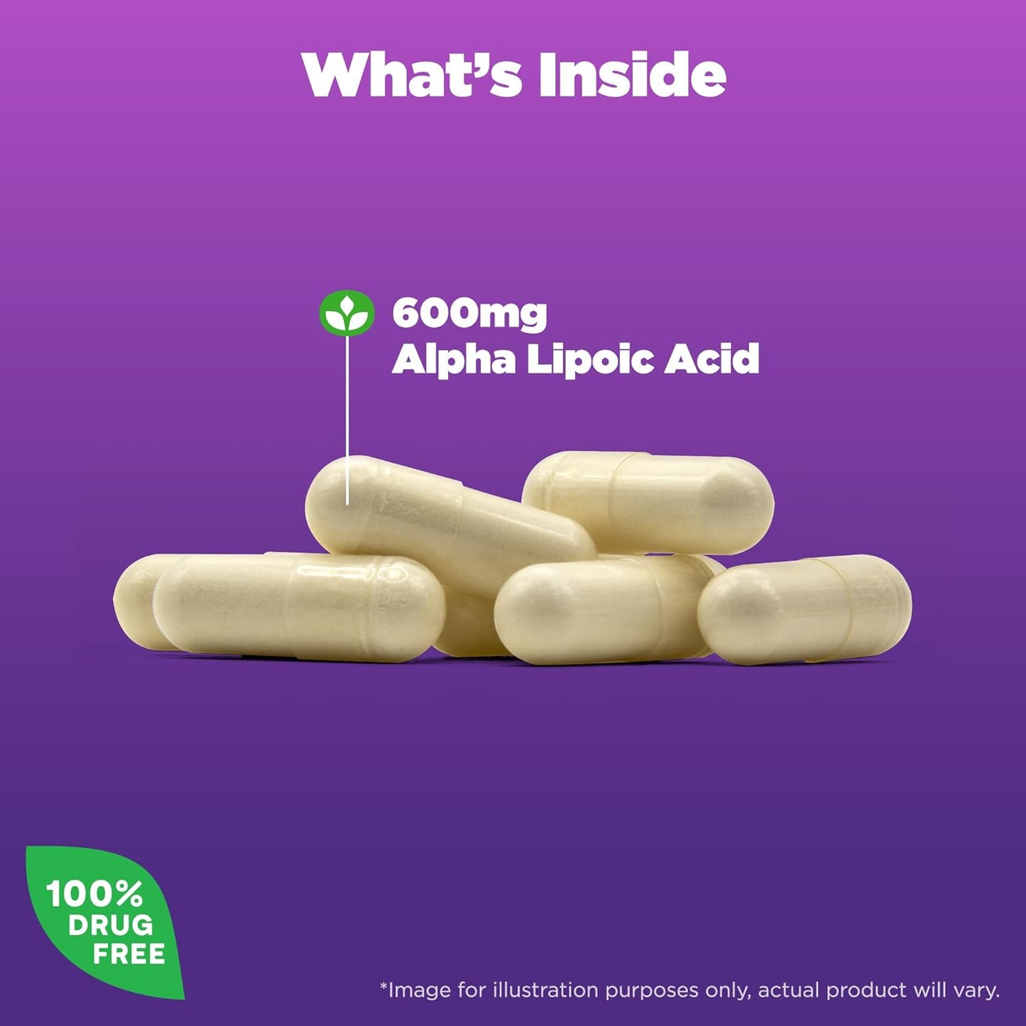 Natrol Alpha Lipoic Acid 600 mg Capsules - Dietary Supplement for General Wellness, 30 Day Supply