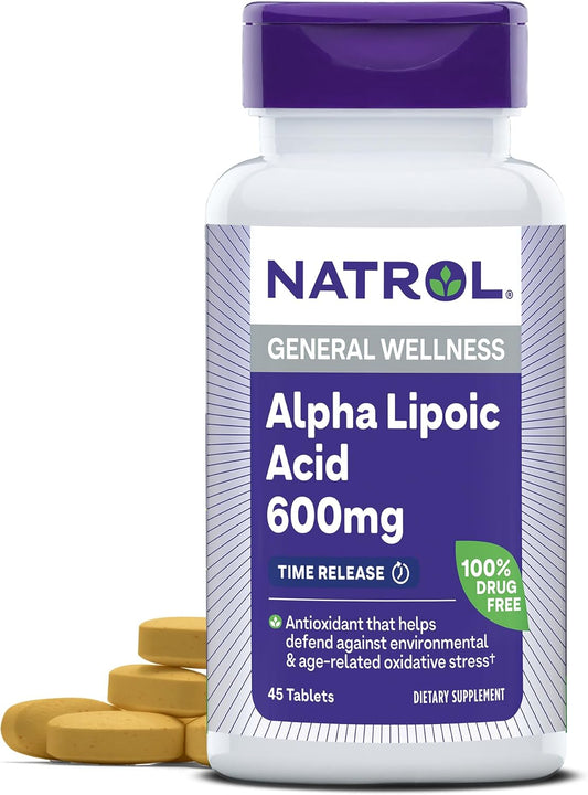 Natrol Alpha Lipoic Acid 600 mg Tablets for General Wellness - 45 Day Supply