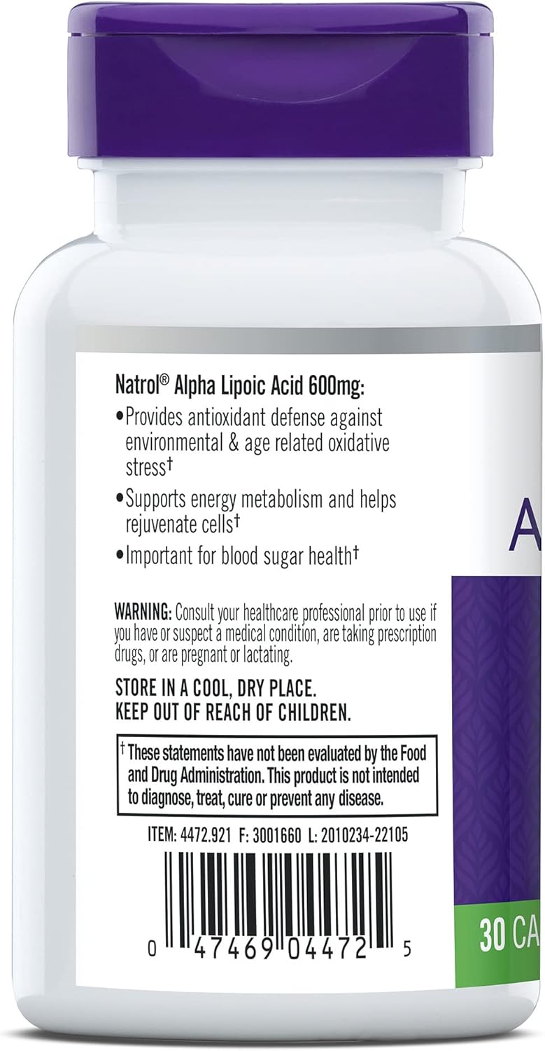 Natrol Alpha Lipoic Acid 600mg Capsules - Antioxidant Protection - 30ct x 5 Pack