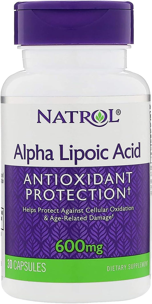Natrol Alpha Lipoic Acid Capsules - 600 Mg, 30 Count - Antioxidant Supplement for Energy Production & Overall Health