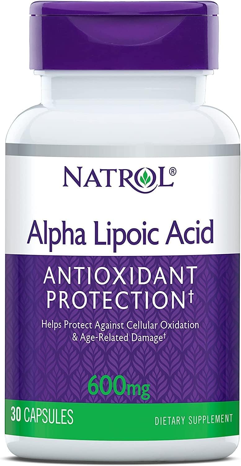 Natrol Alpha Lipoic Acid Capsules - 600 Mg, 30 Count - Antioxidant Supplement for Energy Production & Overall Health