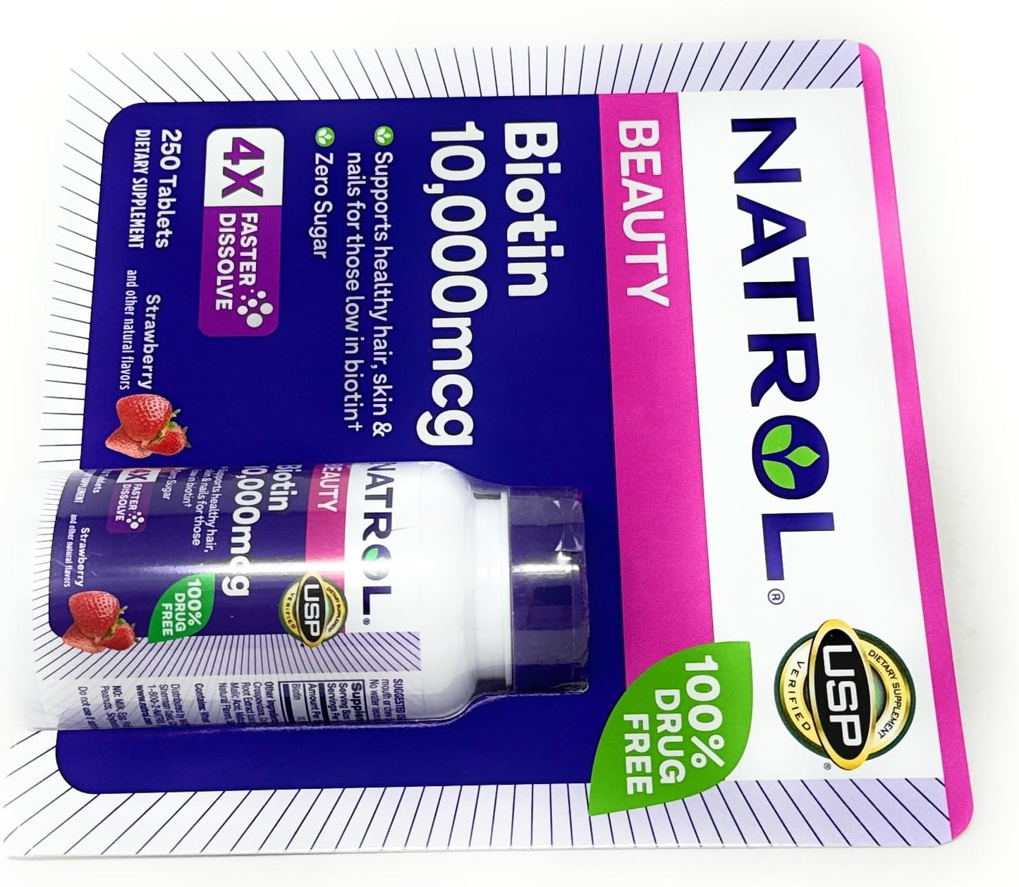 Natrol Biotin 10,000 mcg Fast Dissolve Tablets - 250 Count Bottle