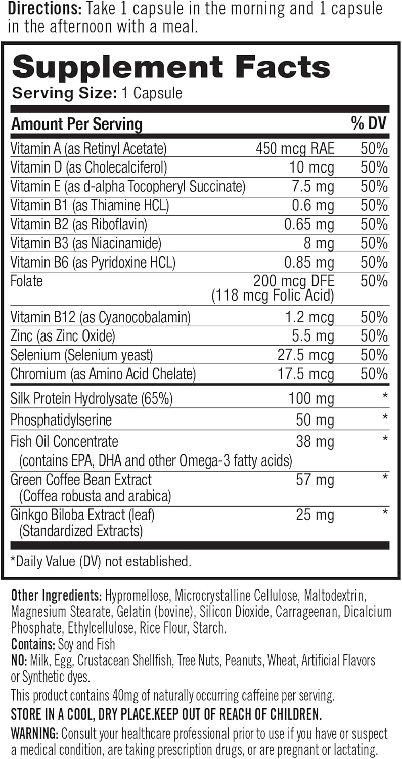 Natrol Cognium Complete Memory & Clarity Brain Health Supplement 100mg - 180 Capsules, Drug-Free Formula Pack