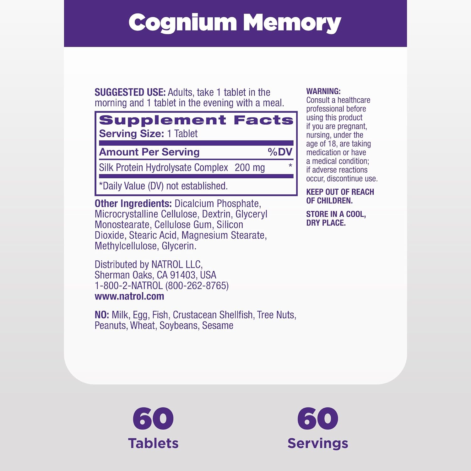Natrol Cognium Extra Strength White Capsules - 60 Count x 12 Pack
