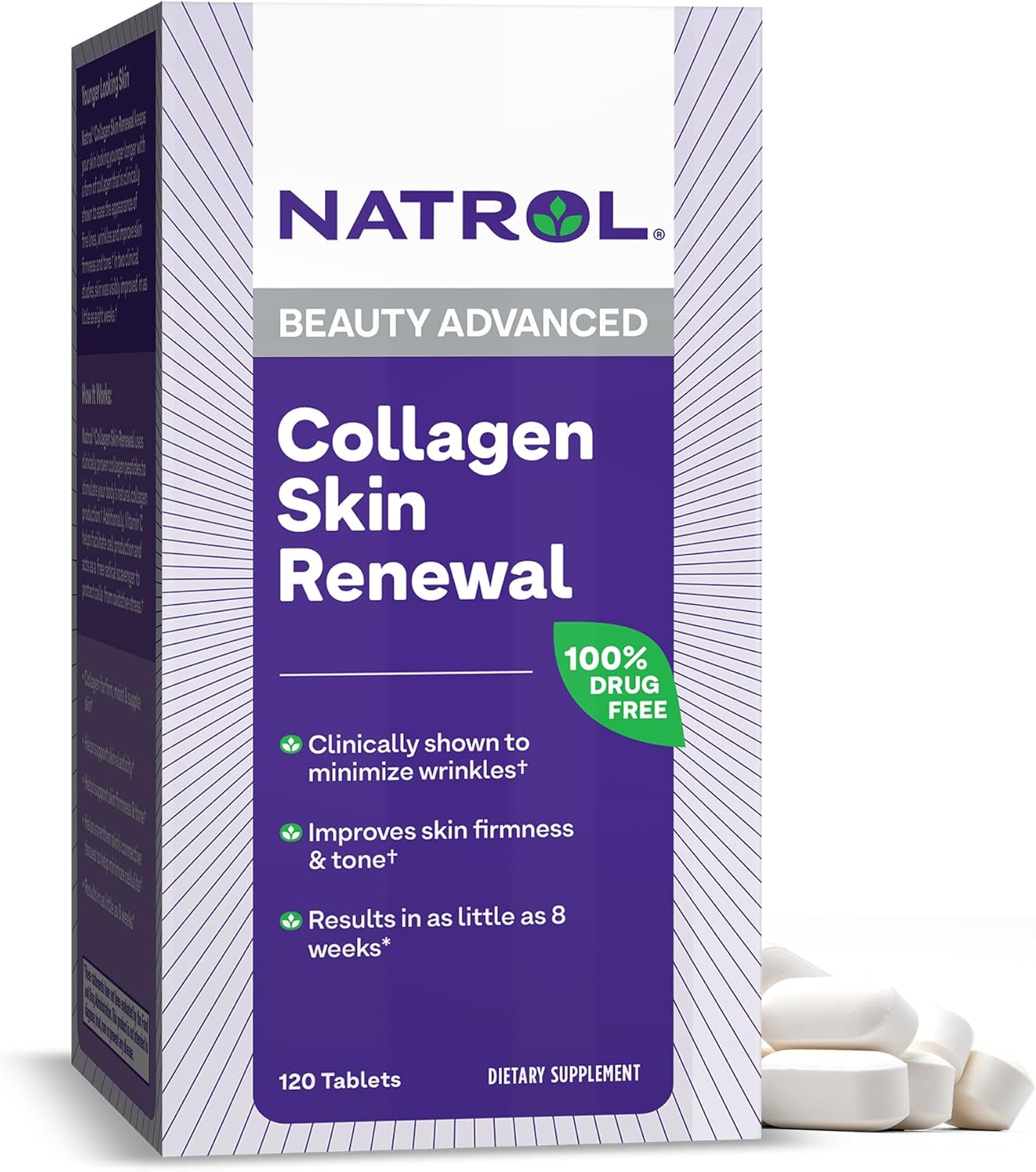 Natrol Collagen Skin Renewal Dietary Supplement - 120 Tablets, 40 Day Supply for Advanced Beauty Support