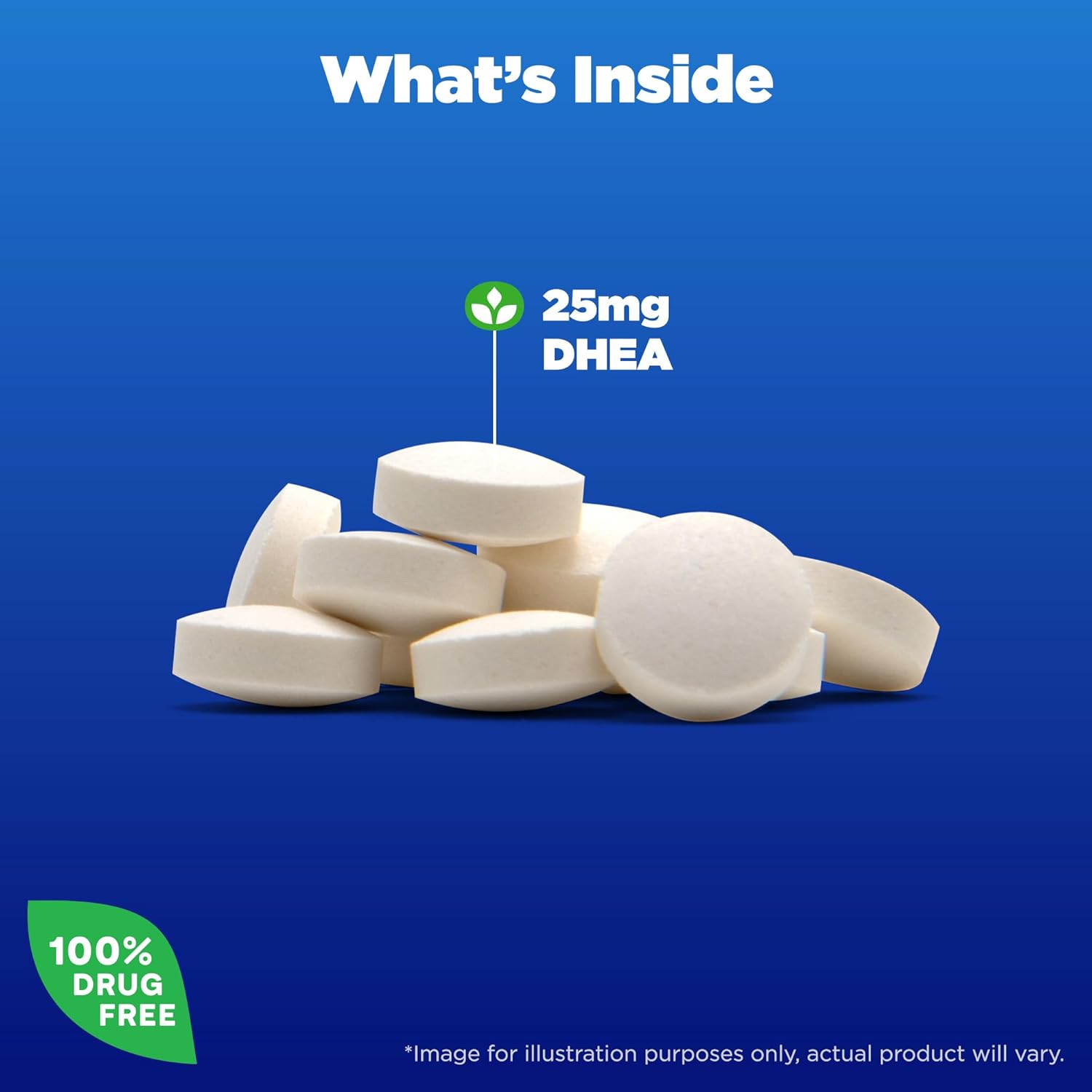 Natrol DHEA 25mg with Calcium Dietary Supplement for Hormone Balance and Mood Support, 90 Tablets