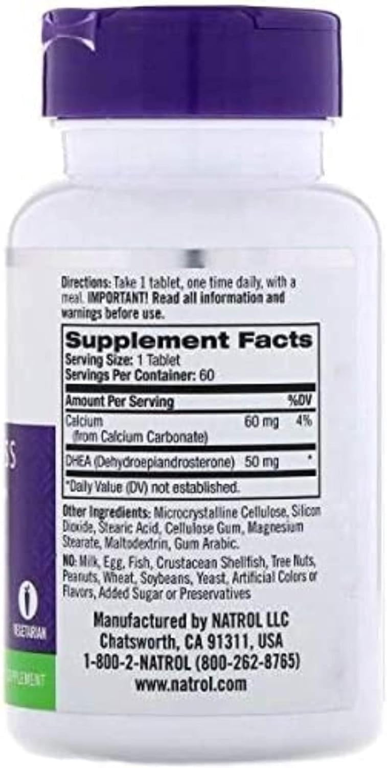 Natrol DHEA Tablets 50mg - 2 Pack, 60 Count Each