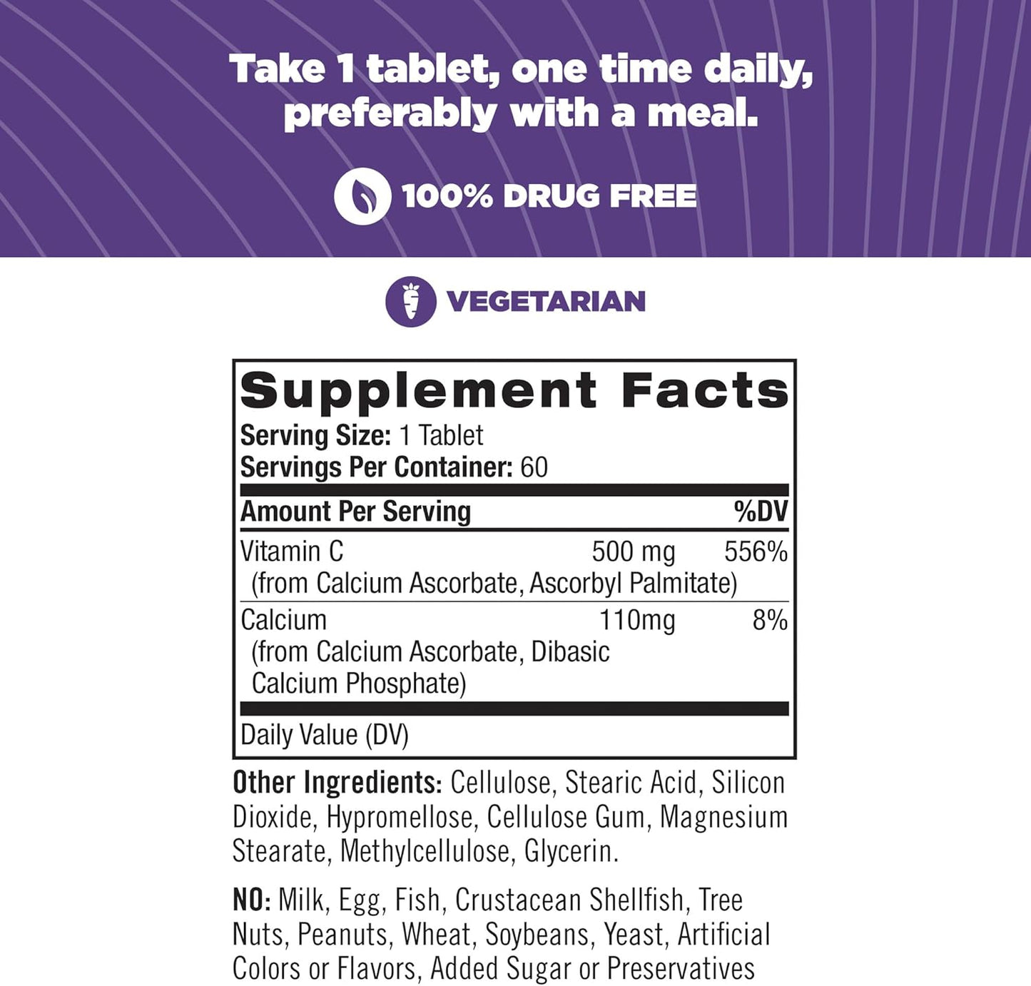 Natrol Easy-C Immune Health Dietary Supplement - High-Potency Vitamin C Tablets, 500mg, 60 Count