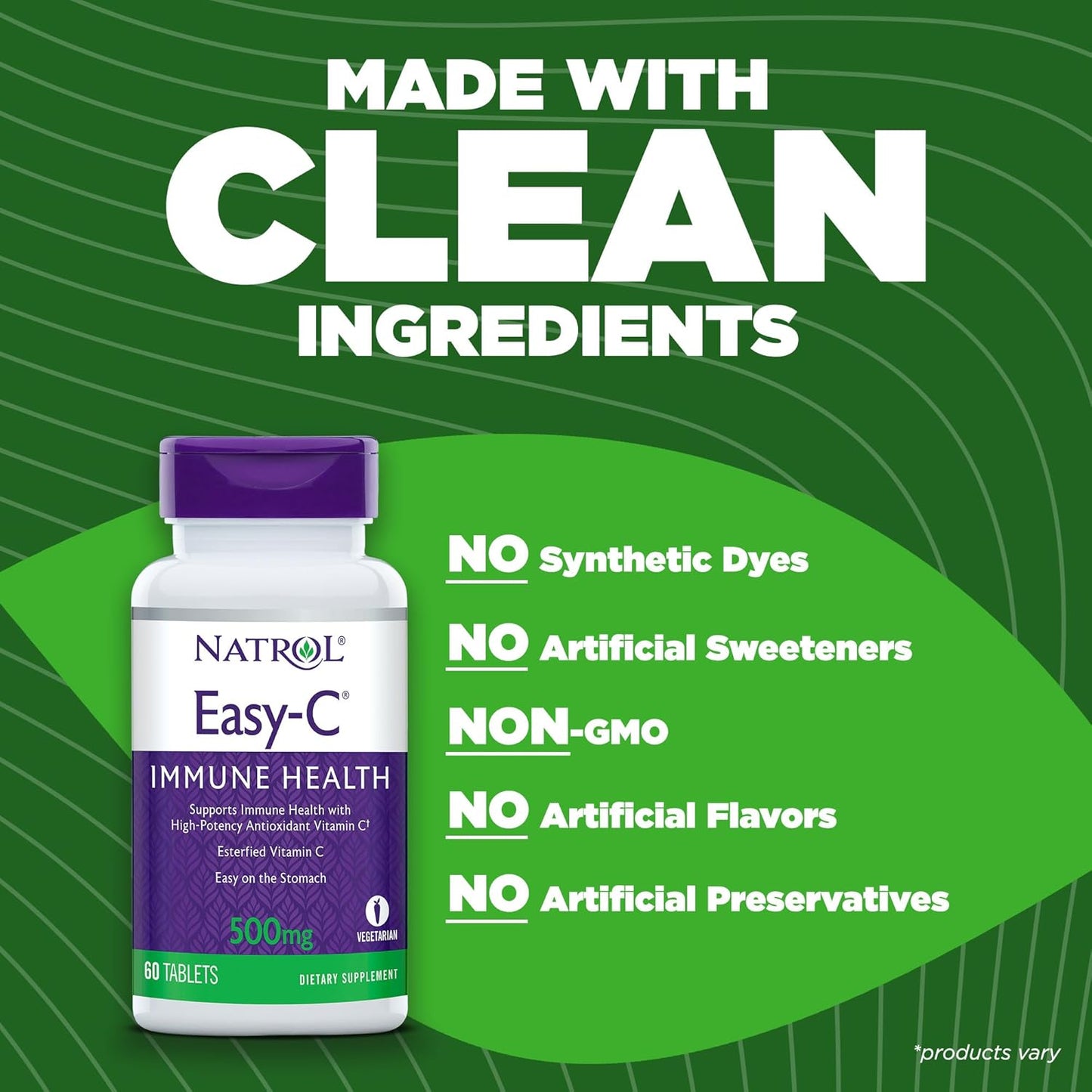Natrol Easy-C Immune Health Dietary Supplement - High-Potency Vitamin C Tablets, 500mg, 60 Count