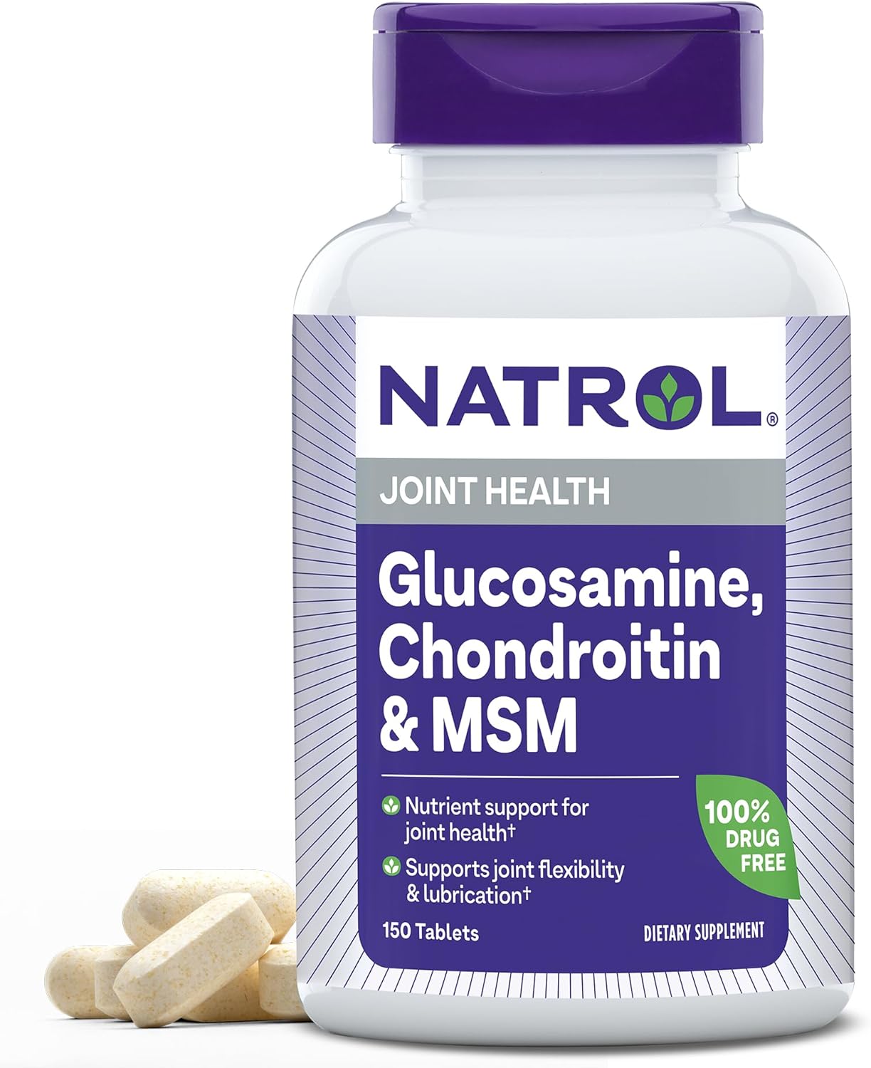Natrol Glucosamine, Chondroitin and MSM Dietary Supplement for Joint Health - 150 Tablets, 50 Day Supply for Adults