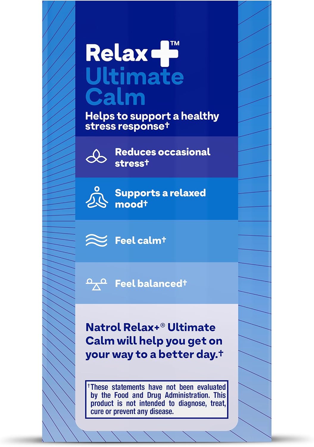 Natrol Relax+ Ultimate Calm Supplement with Ashwagandha, 5-HTP, L-Theanine, Lemon Balm - Reduce Stress & Tension - 30 Capsules
