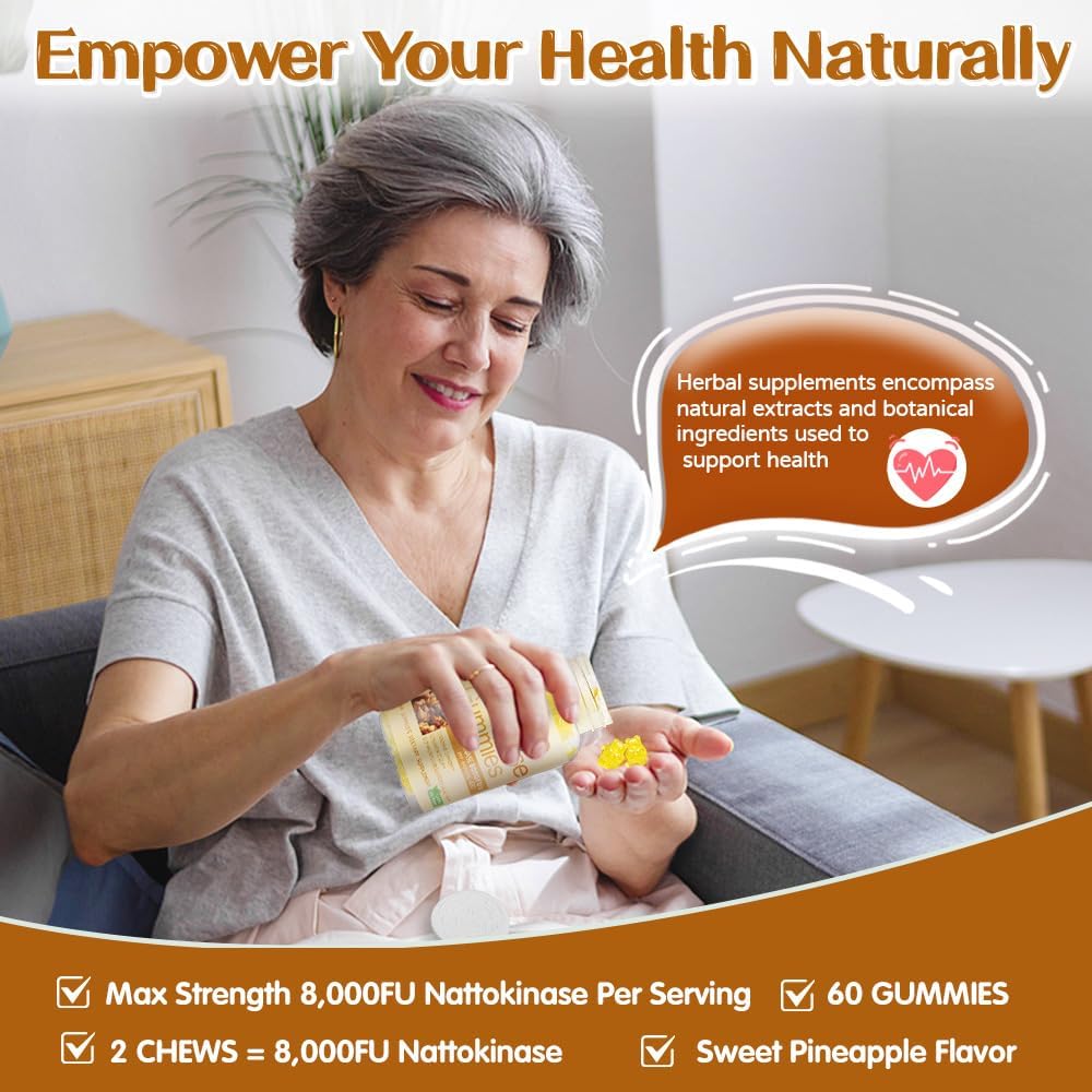 Nattokinase Supplement with Hawthorn & Beet Root Extract - 60 Gummies, 8,000 FU Per Serving