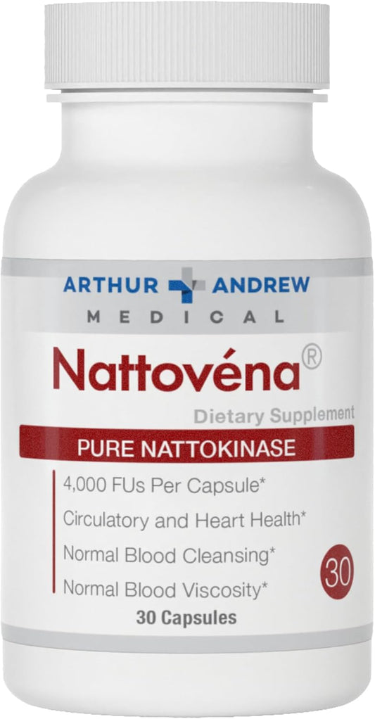 Nattovena by Arthur Andrew Medical: Pure Nattokinase for Heart Health - Vegan & Non-GMO - 30 Capsules