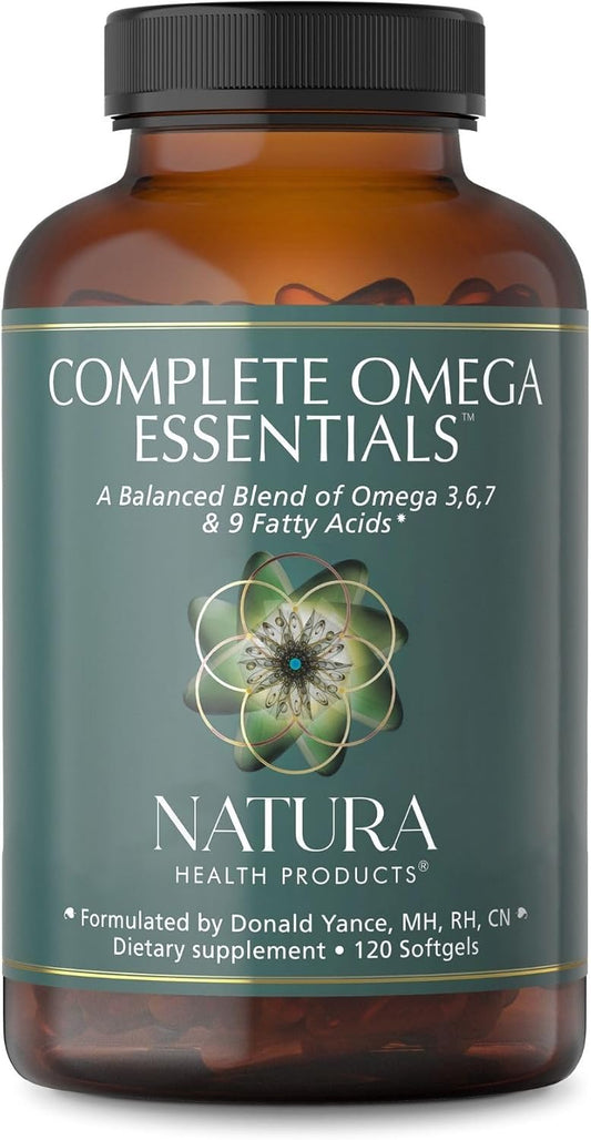 Natura Health Products Omega Essentials Supplement - Balanced Blend of Omega Fatty Acids with Fish Oil, Borage Seed Oil, Sea Buckthorn Berry - 120 softgels
