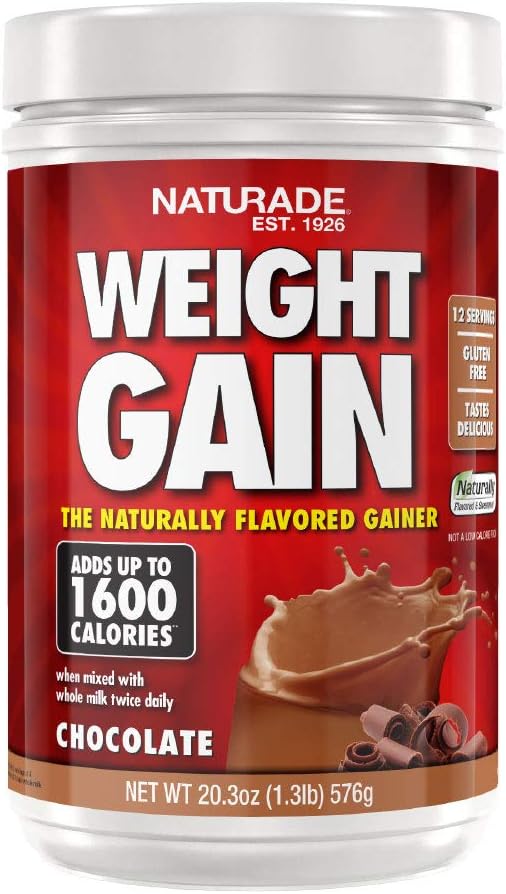 Naturade Chocolate Weight Gain Drink Mix - High Calorie Mass Gainer with Carbs & Protein - Gluten Free, Delicious Taste - 20.3 Ounce