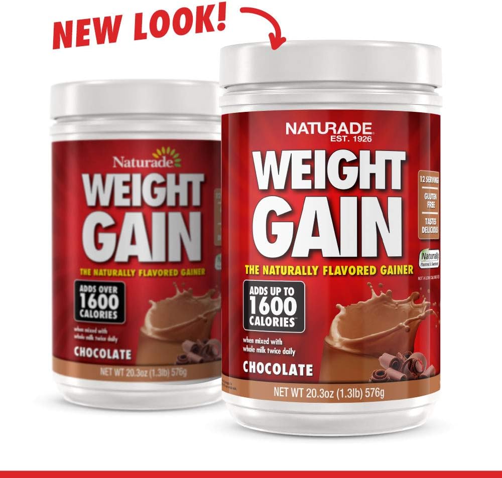 Naturade Chocolate Weight Gain Drink Mix - High Calorie Mass Gainer with Carbs & Protein - Gluten Free, Delicious Taste - 20.3 Ounce