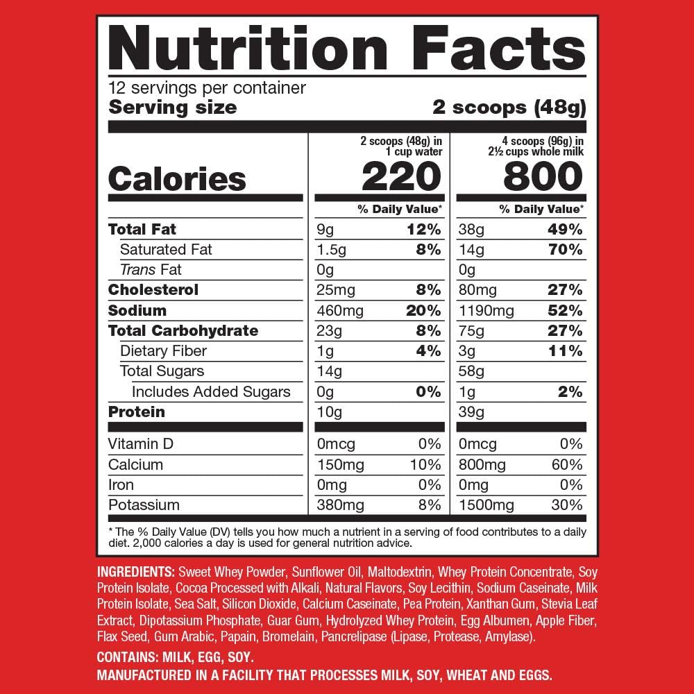 Naturade Chocolate Weight Gain Drink Mix - High Calorie Mass Gainer with Carbs & Protein - Gluten Free, Delicious Taste - 20.3 Ounce