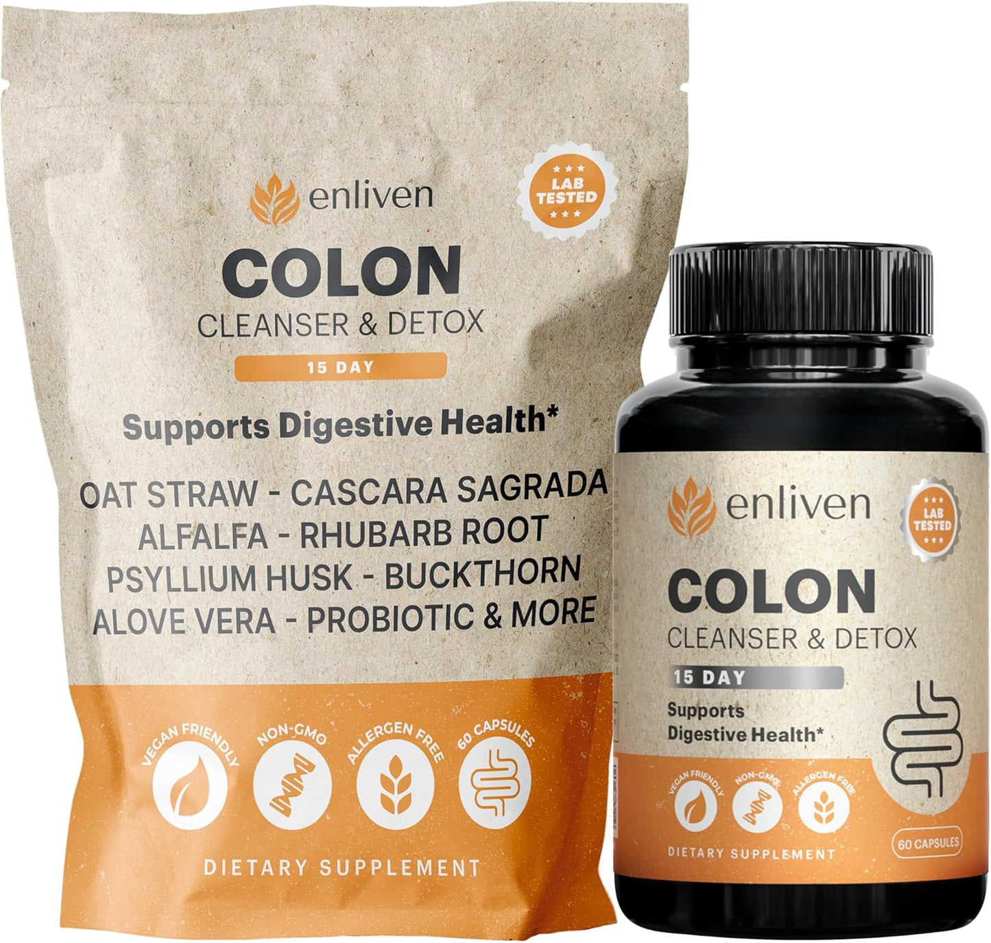 Natural 15-Day Colon Cleanse Capsules for Slimming Formula & Digestive Health - Herbal Blend with Probiotics - Non-GMO - Made in USA