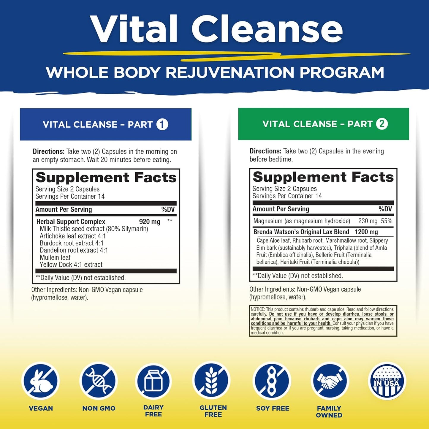 Natural 2-Part Cleanse Kit with Milk Thistle & Herbs for Healthy Elimination - 56 Capsules