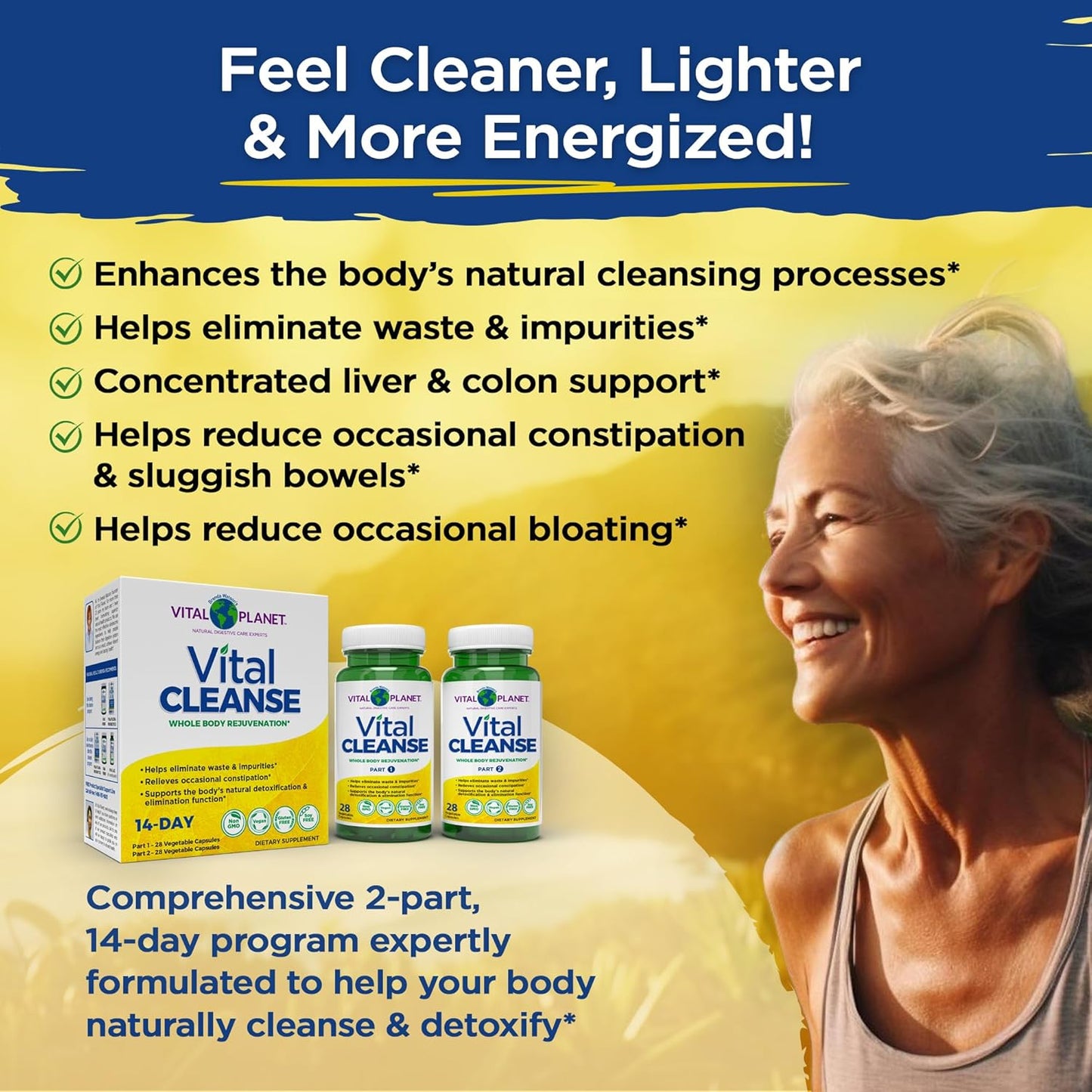 Natural 2-Part Cleanse Kit with Milk Thistle & Herbs for Healthy Elimination - 56 Capsules
