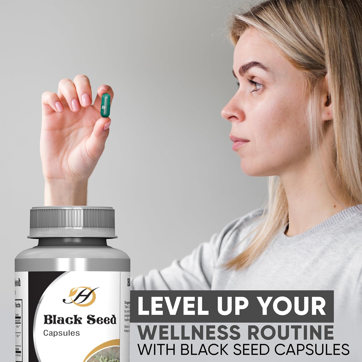 Natural 500mg Black Seed Capsules - 60 Count for Joint, Immune, and Cognitive Support - HERBOGANIC