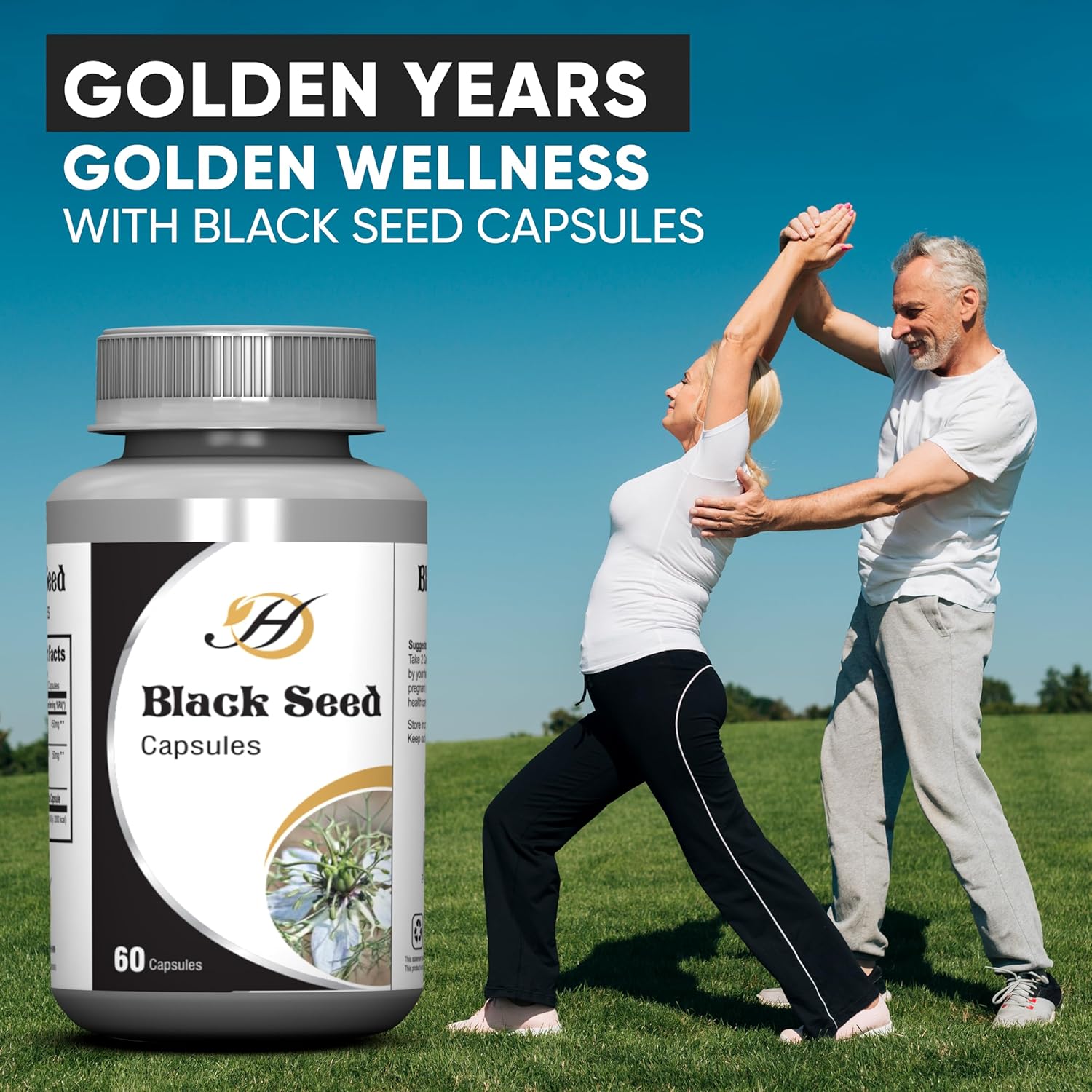 Natural 500mg Black Seed Capsules - 60 Count for Joint, Immune, and Cognitive Support - HERBOGANIC