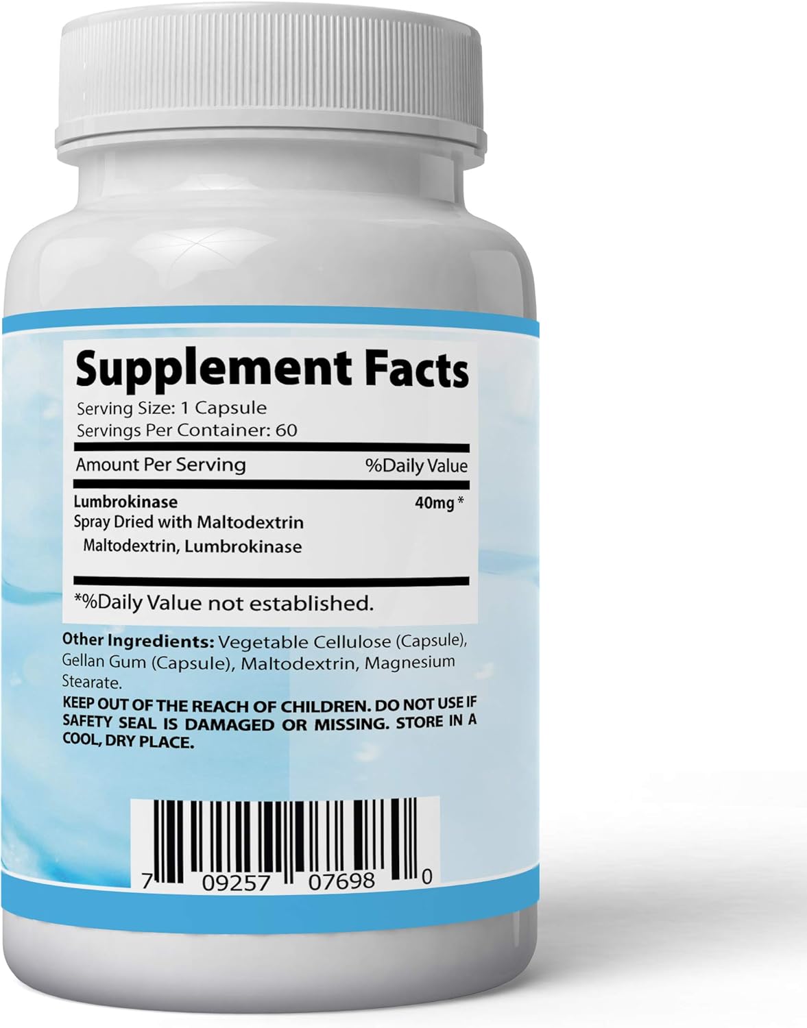 Natural Absonutrix Lumbrokinase 40 mg Capsules for Healthy Heart - 60 Vegetarian Capsules - USA Made