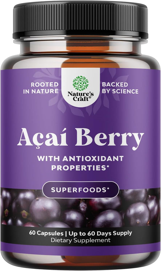 Natural Acai Berry Slimming Formula Supplement - Antioxidant Superfood for Detox, Energy, and Digestion Boost