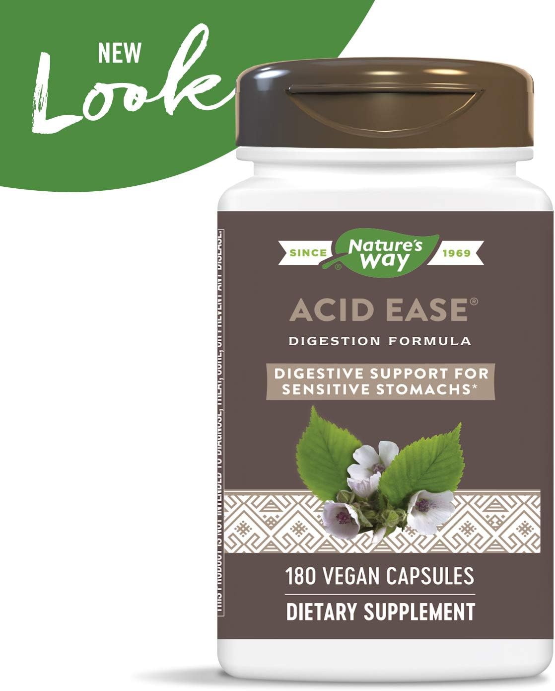 Natural Acid-Ease Digestion Formula - 180 Vegan Capsules for Sensitive Stomachs