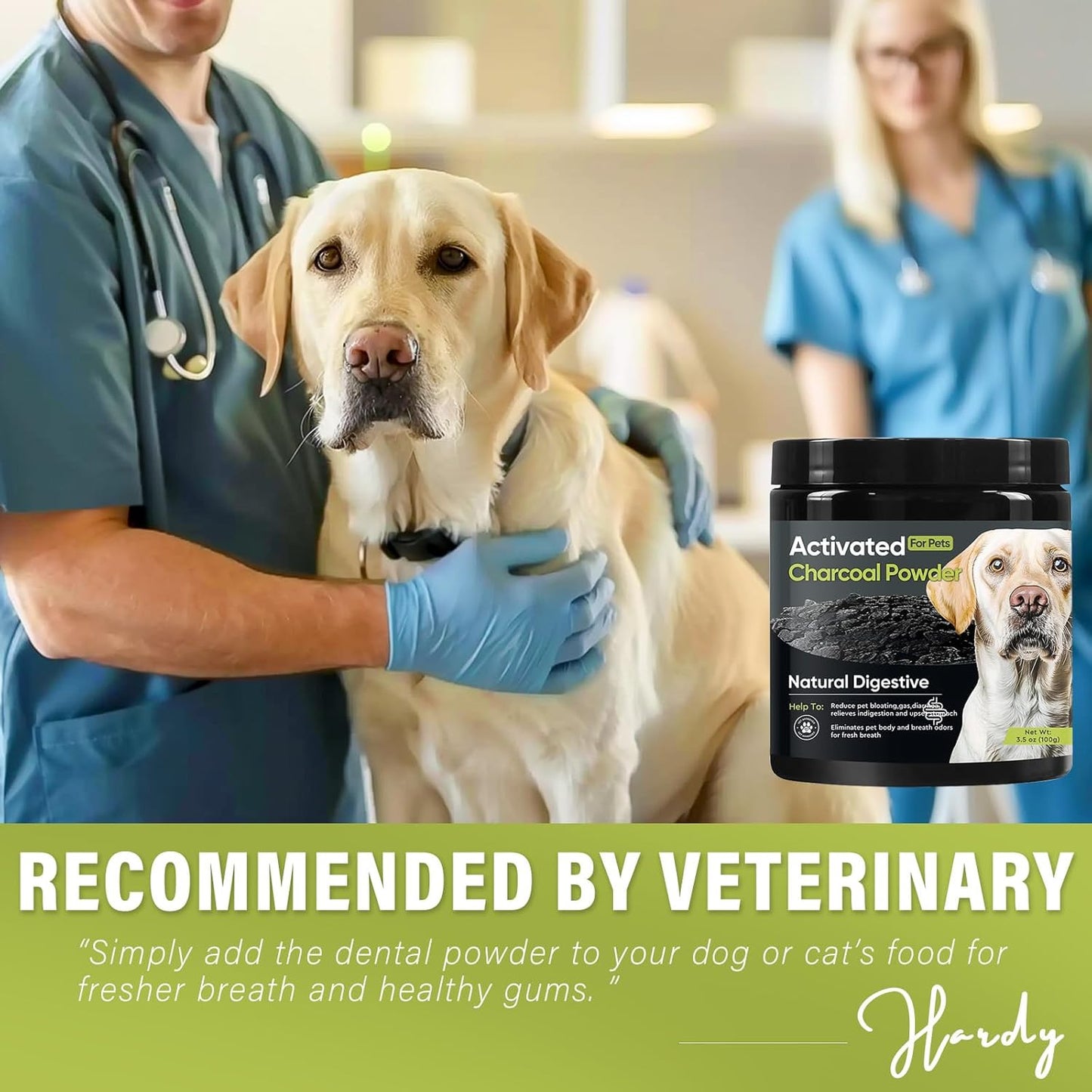 Natural Activated Charcoal Powder for Pets - Supports Upset Stomach, Gas Relief, Digestion & Liver Health