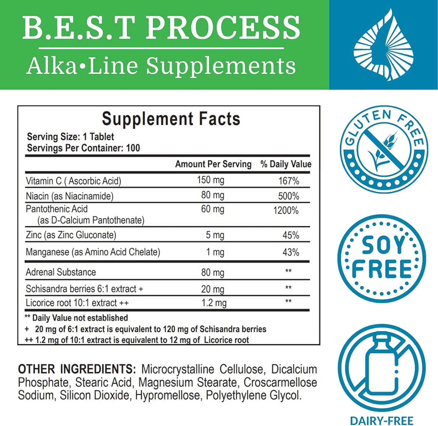 Natural Adrenal Support Supplement with Adaptogens, Vitamins & Minerals - Morter HealthSystem Adrenergy (2 Pack) Best Process Alkaline